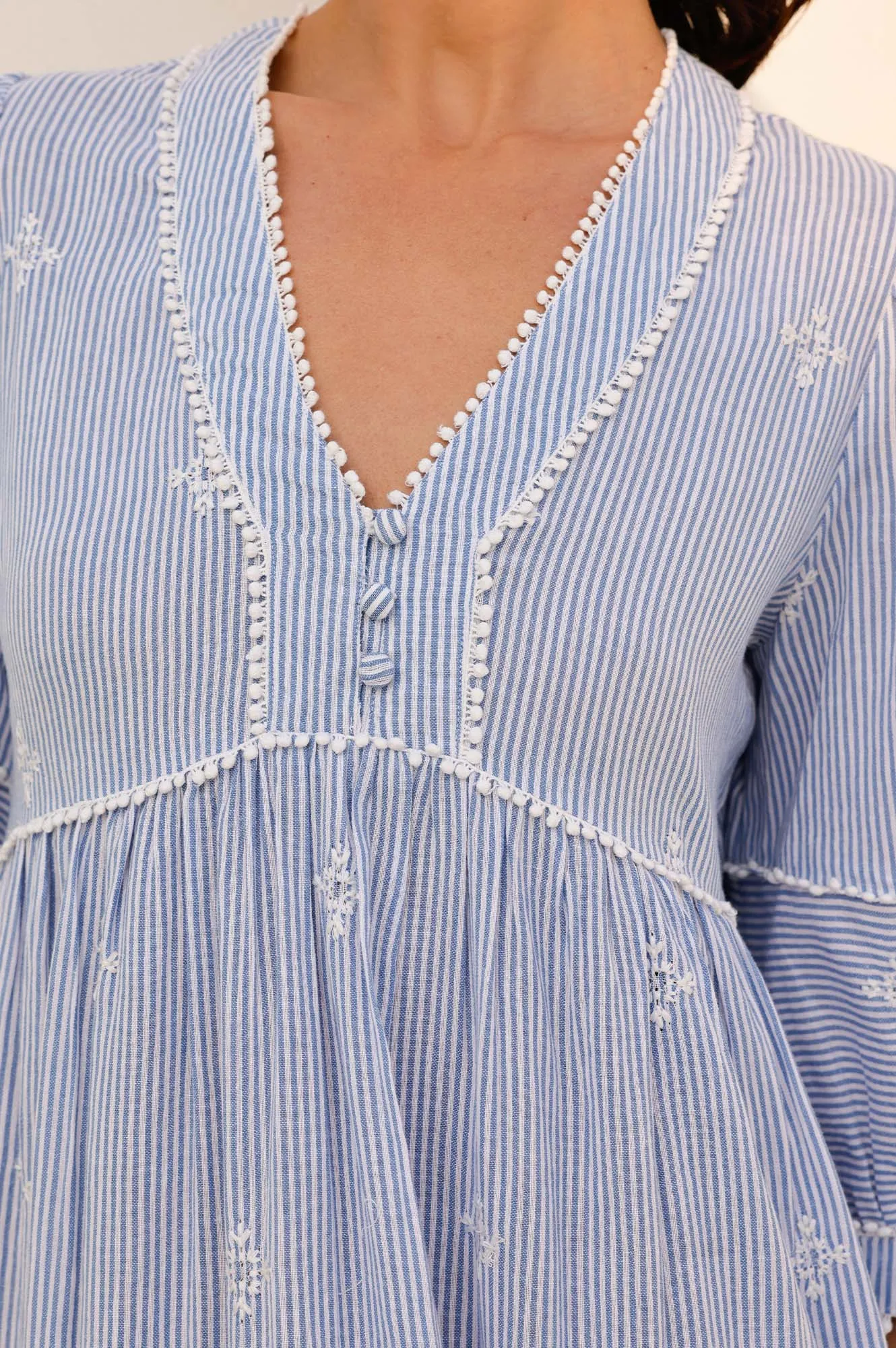 Mindy Cotton Dress | Stripe Blue Space Glow Charming Wardrobe