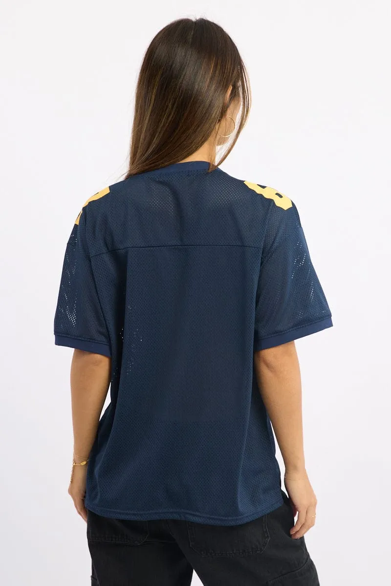 Blue Sport Tee V-neck Sporty Fashion anti static