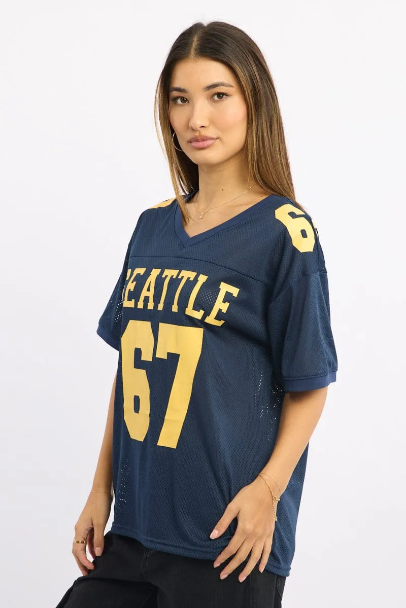 Sleek Layer Blue Sport Tee V-neck