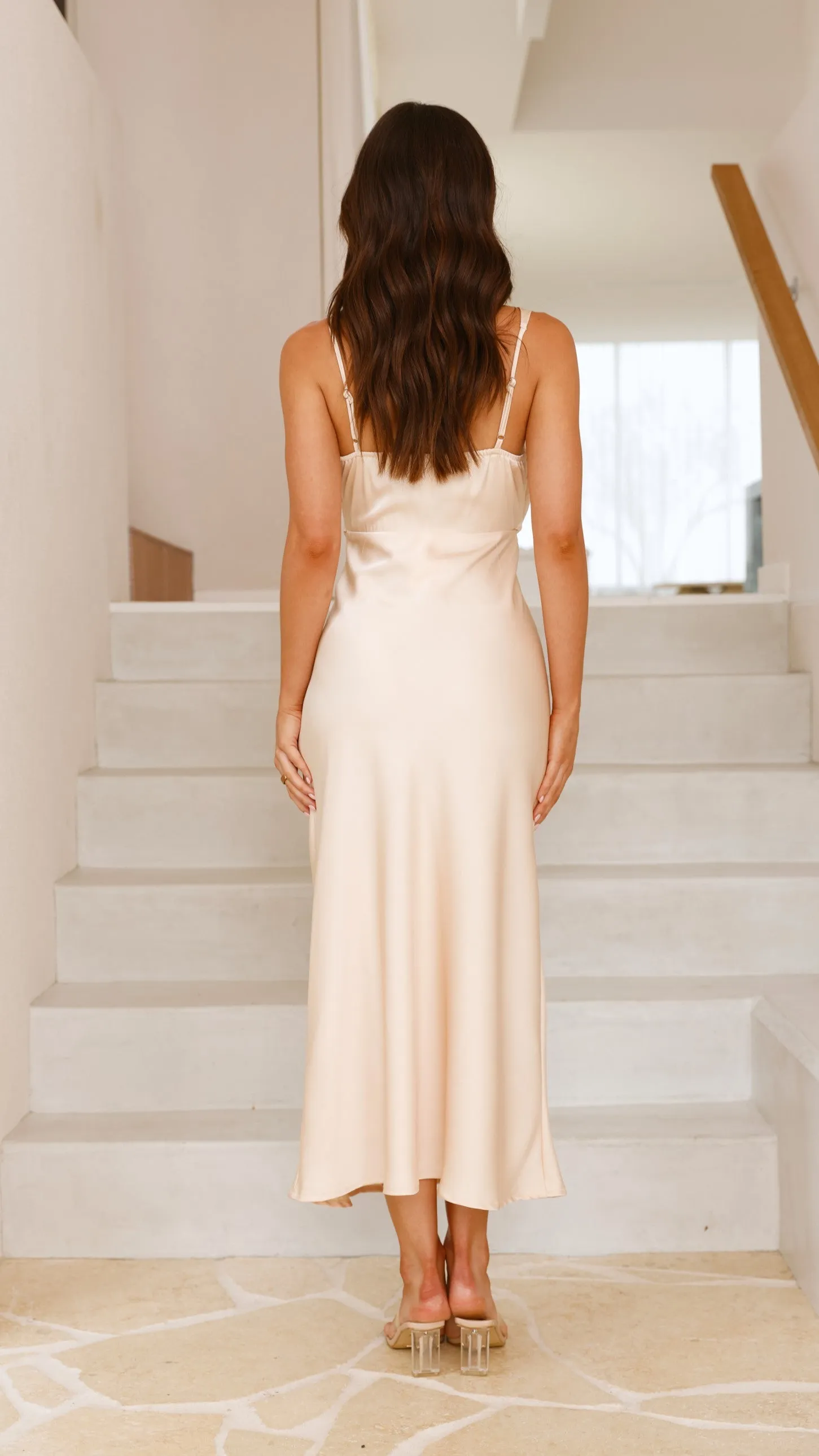 Audrey Maxi Dress - Champagne Paper Glow