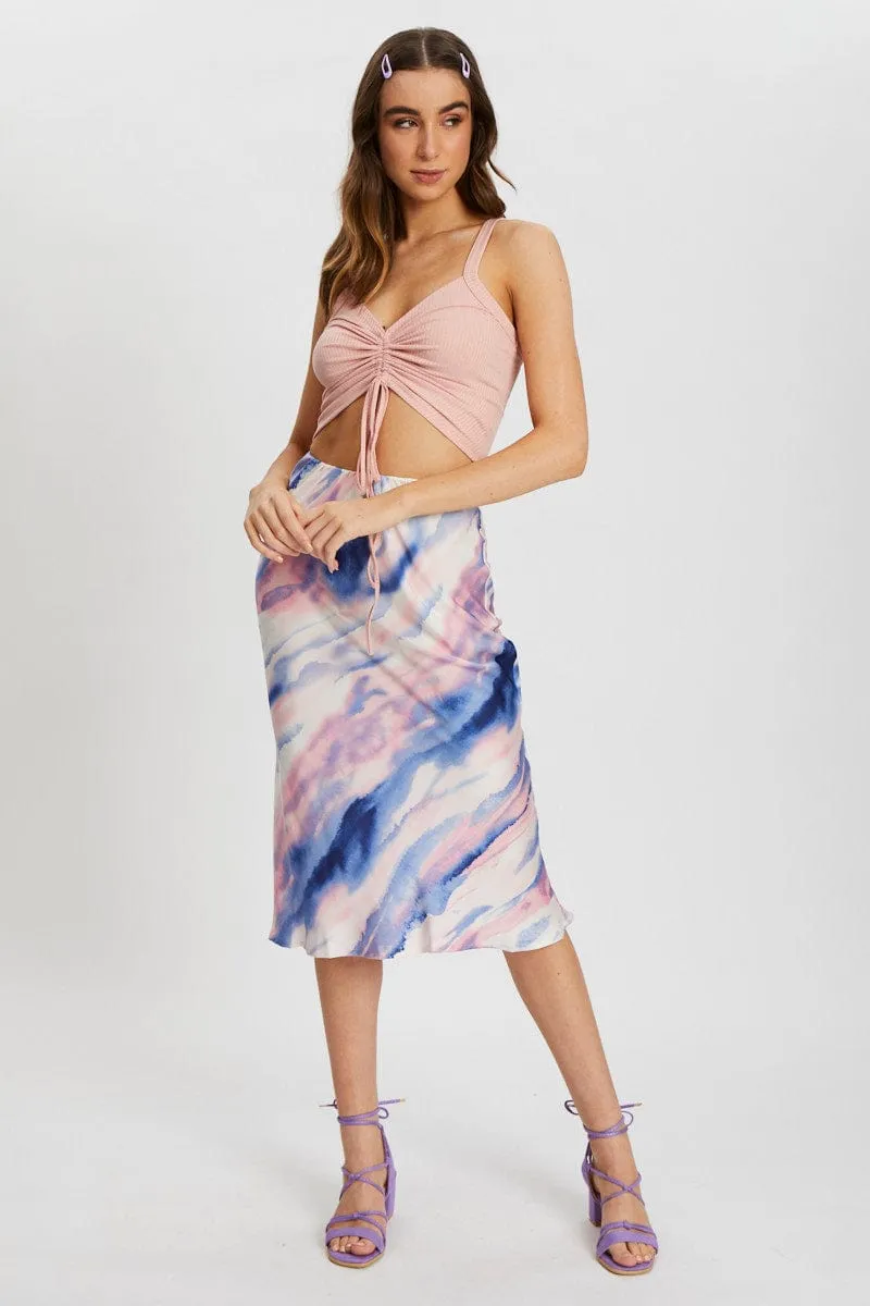 Pink Ribbed Ruche Front Singlet Vital Core