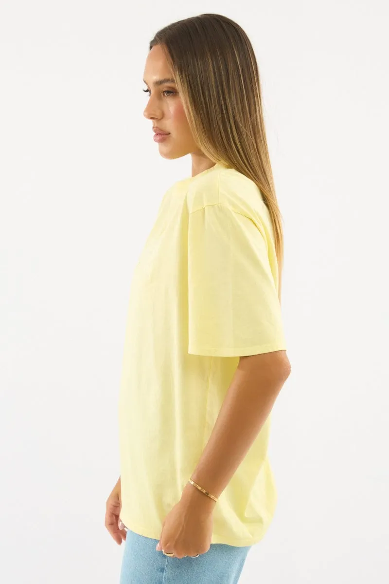 Yellow Graphic Tee Short Sleeve Versatile and Stylish