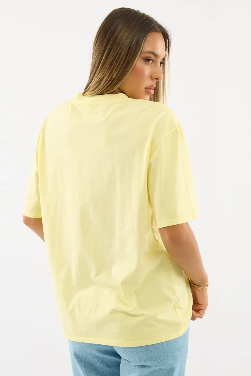 Yellow Graphic Tee Short Sleeve Eye-Catching