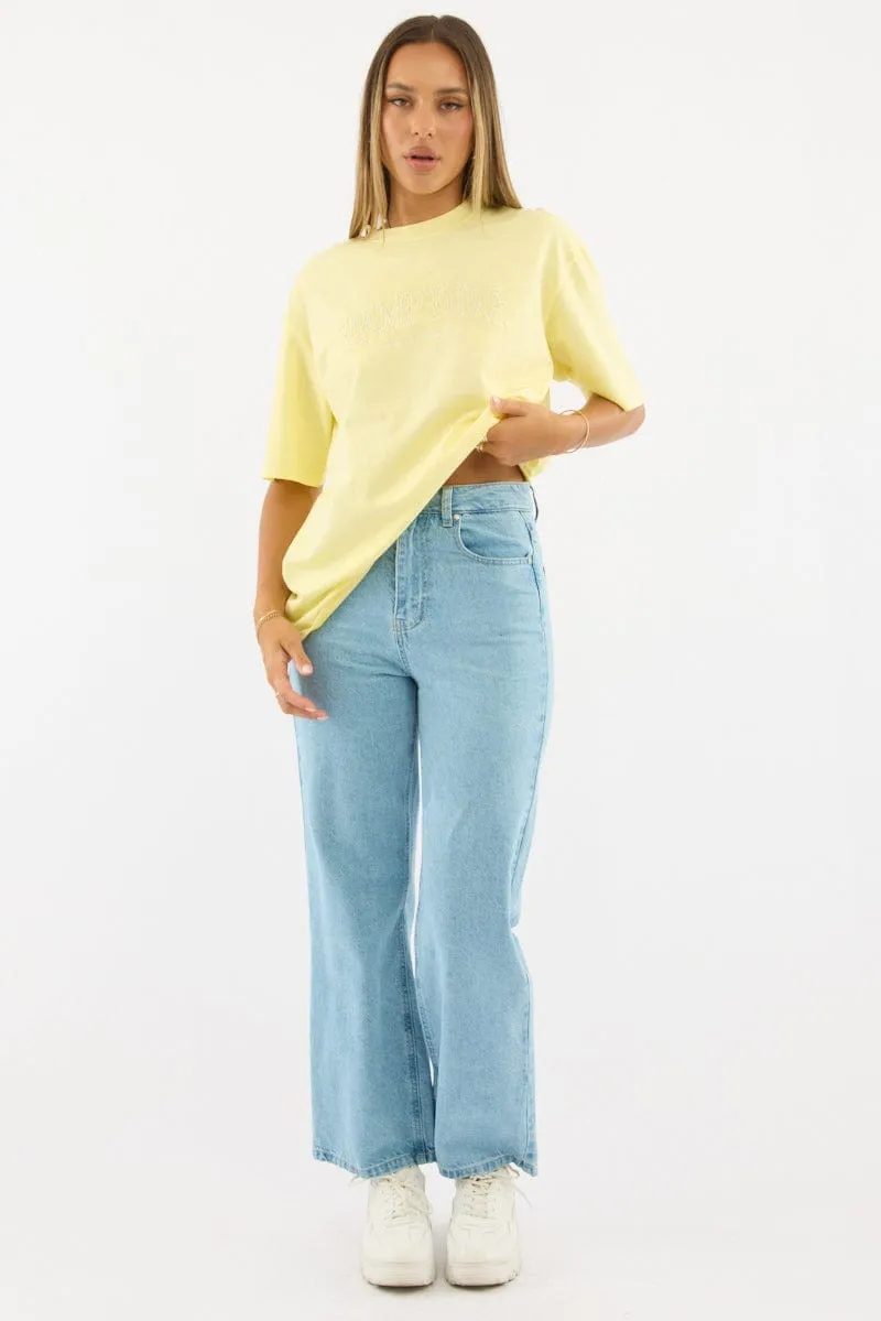 Trendy Basics Yellow Graphic Tee Short Sleeve