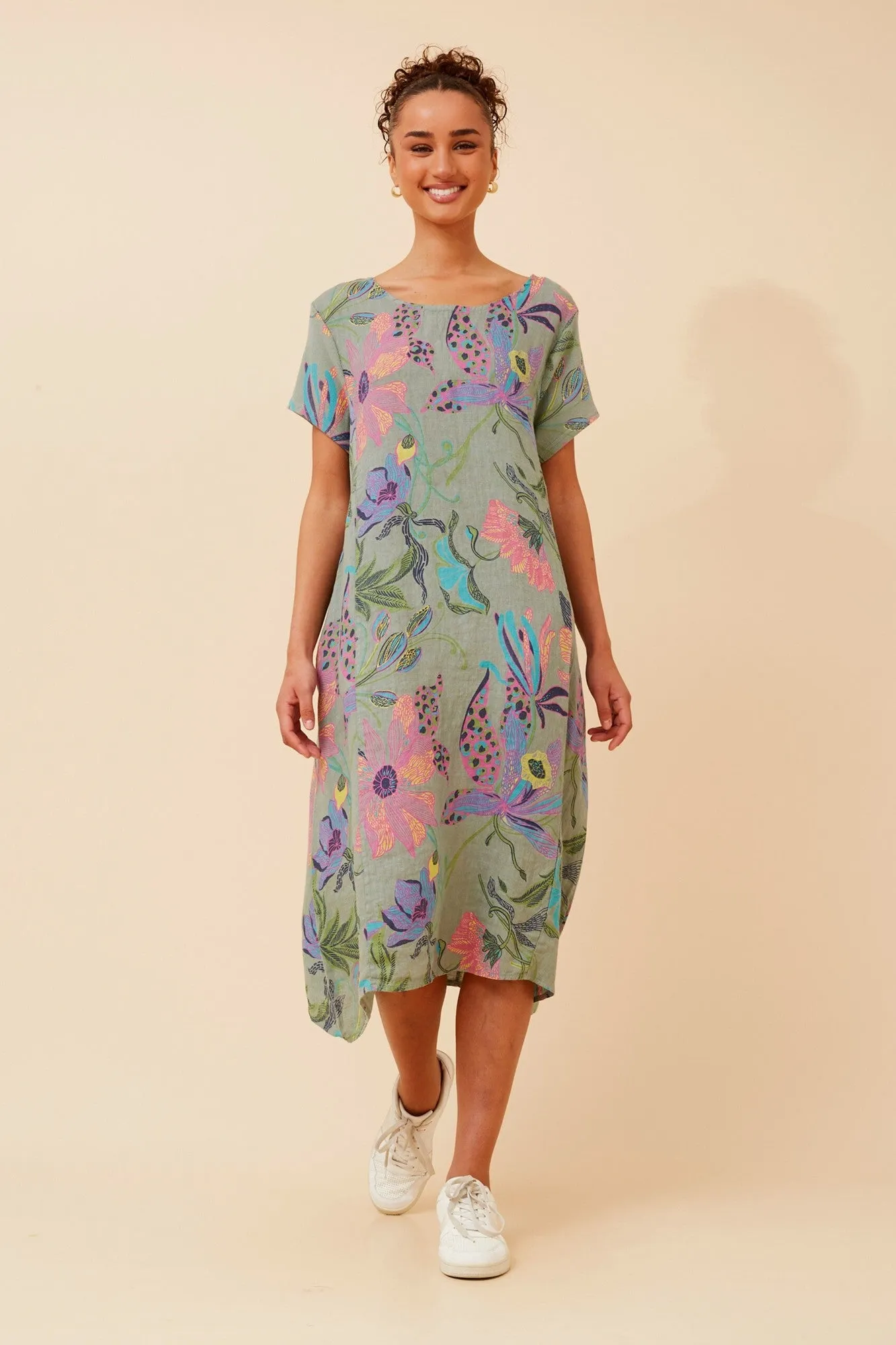 BATISTA FLORAL LINEN MIDI DRESS Seasonal Wardrobe Harbor Walk
