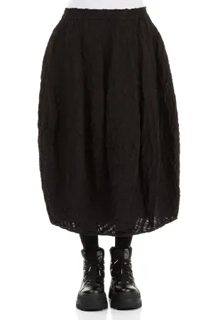 Balloon Black Checkered Linen Cotton Skirt Exclusive Drop