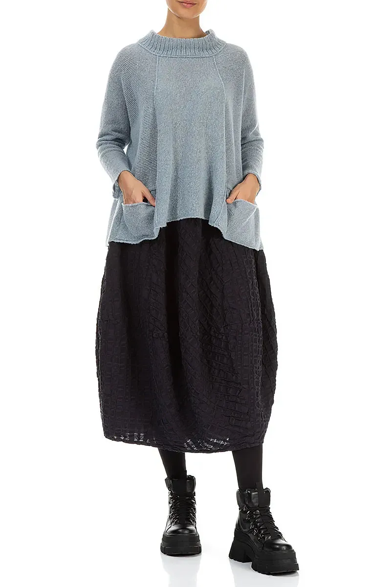 Street Attire Balloon Black Checkered Linen Cotton Skirt