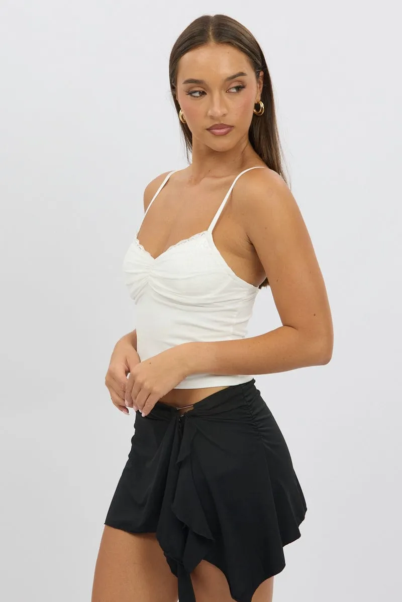 White Mesh Singlet Top Lace Insert Gym Safe