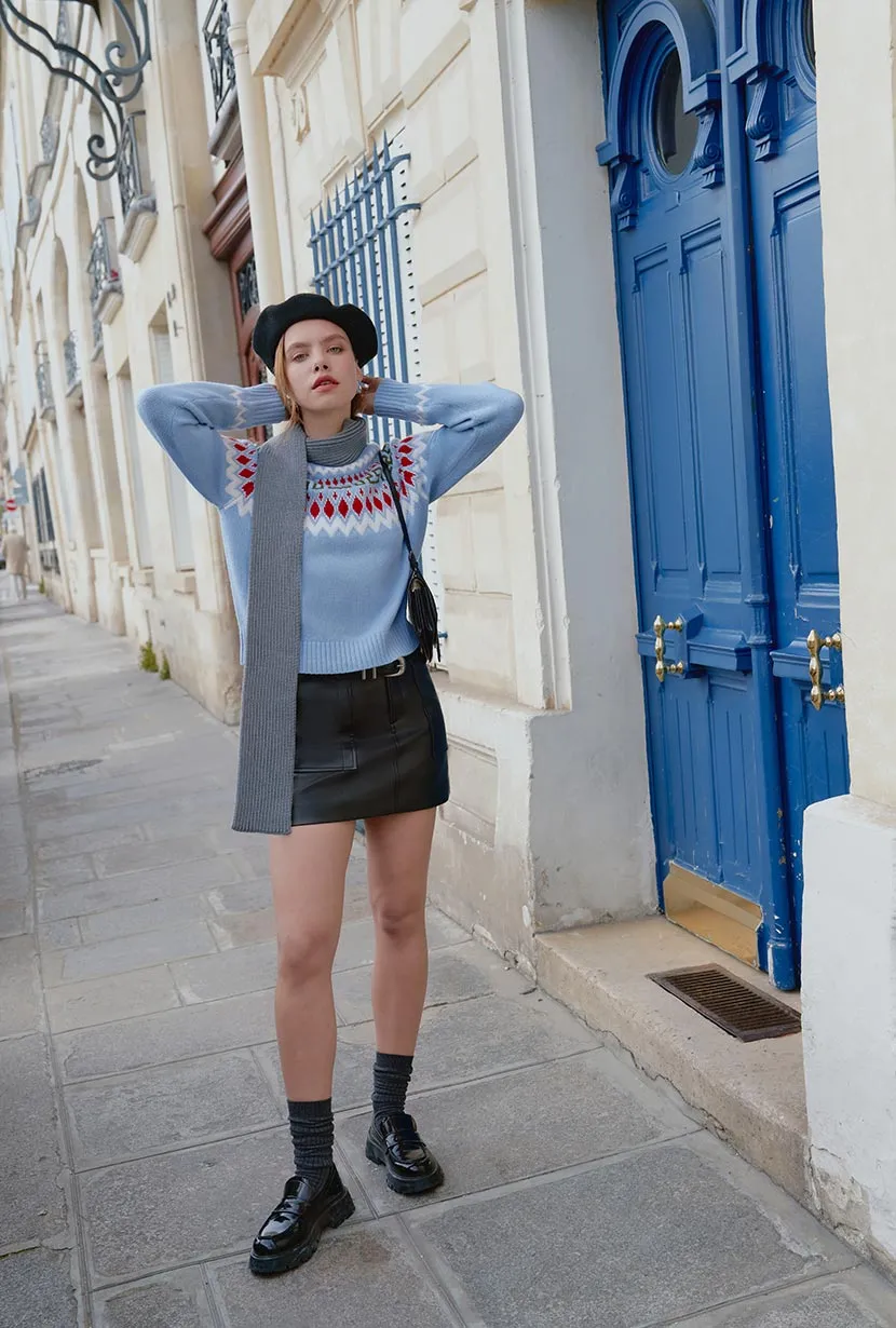 Andy Faux Leather Skirt - Black RollUp Sleeves Relaxed Fit