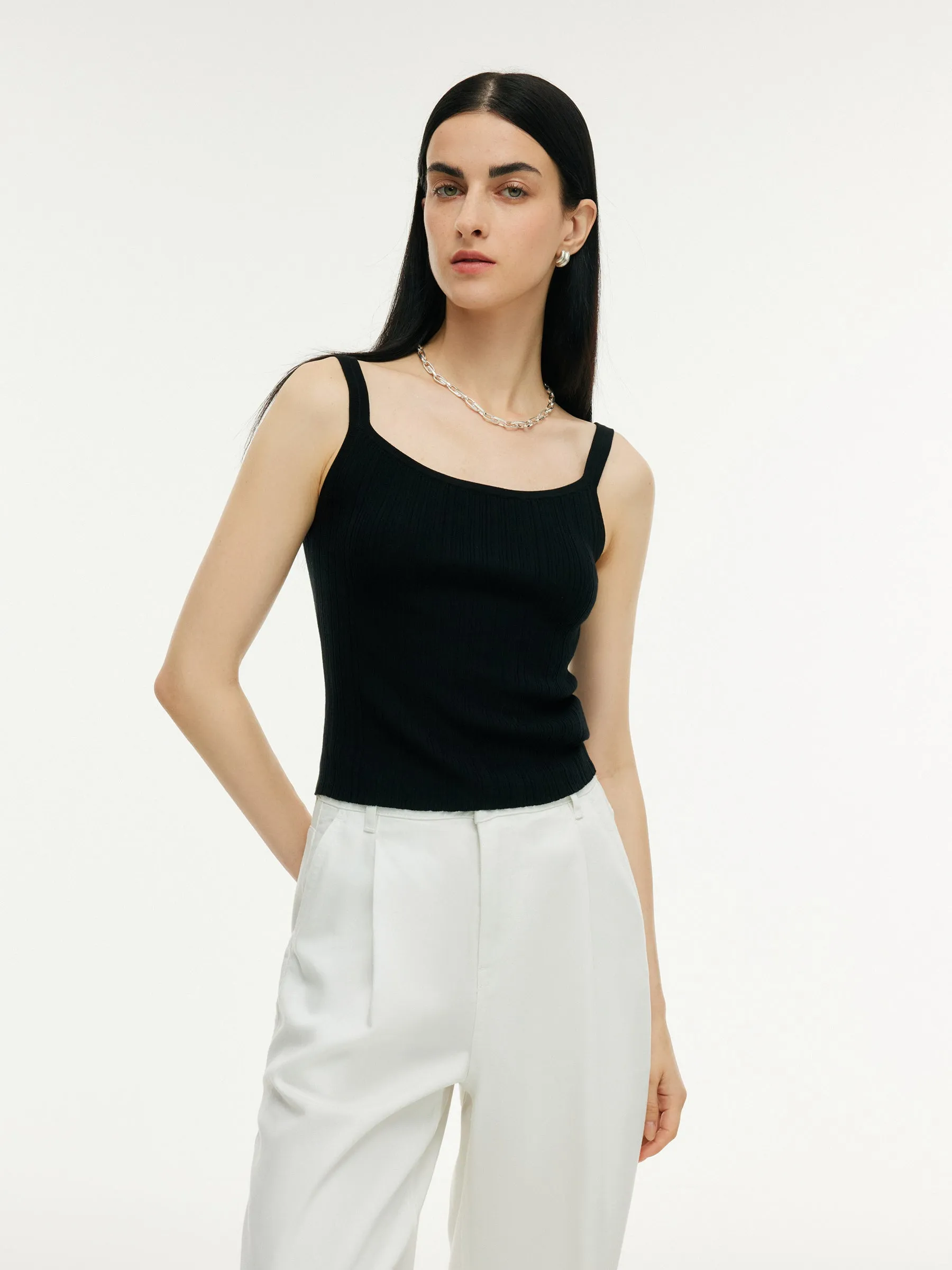 post war reconstruction Quick Wash Tencel Mulberry Silk Blend Women Knit Stretchy Tank Top