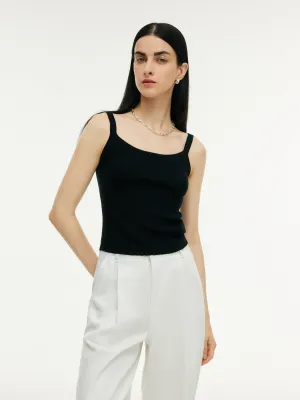 Tencel Mulberry Silk Blend Women Knit Stretchy Tank Top Odor Resistant Treatment Double Layered Panels