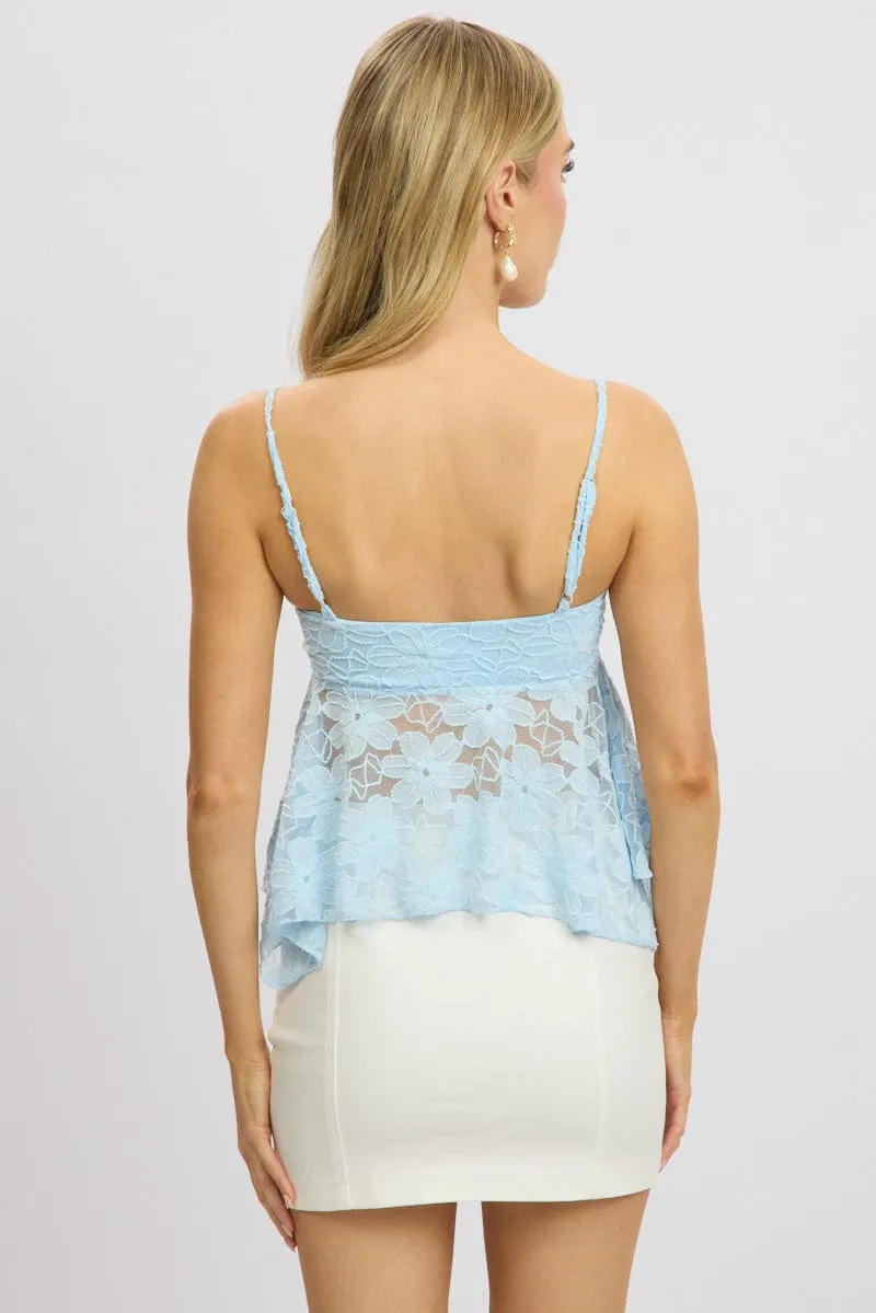 Gym Safe Blue Singlet Top Lace