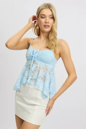 Blue Singlet Top Lace EcoFriendlyDye