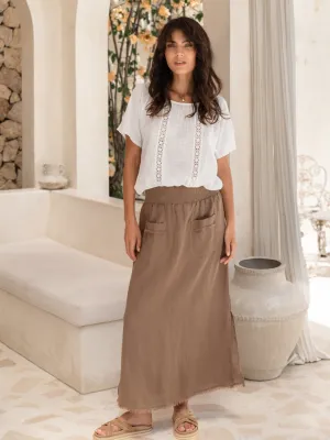 Contemporary Brand Aurora French Linen Skirt Cinnamon