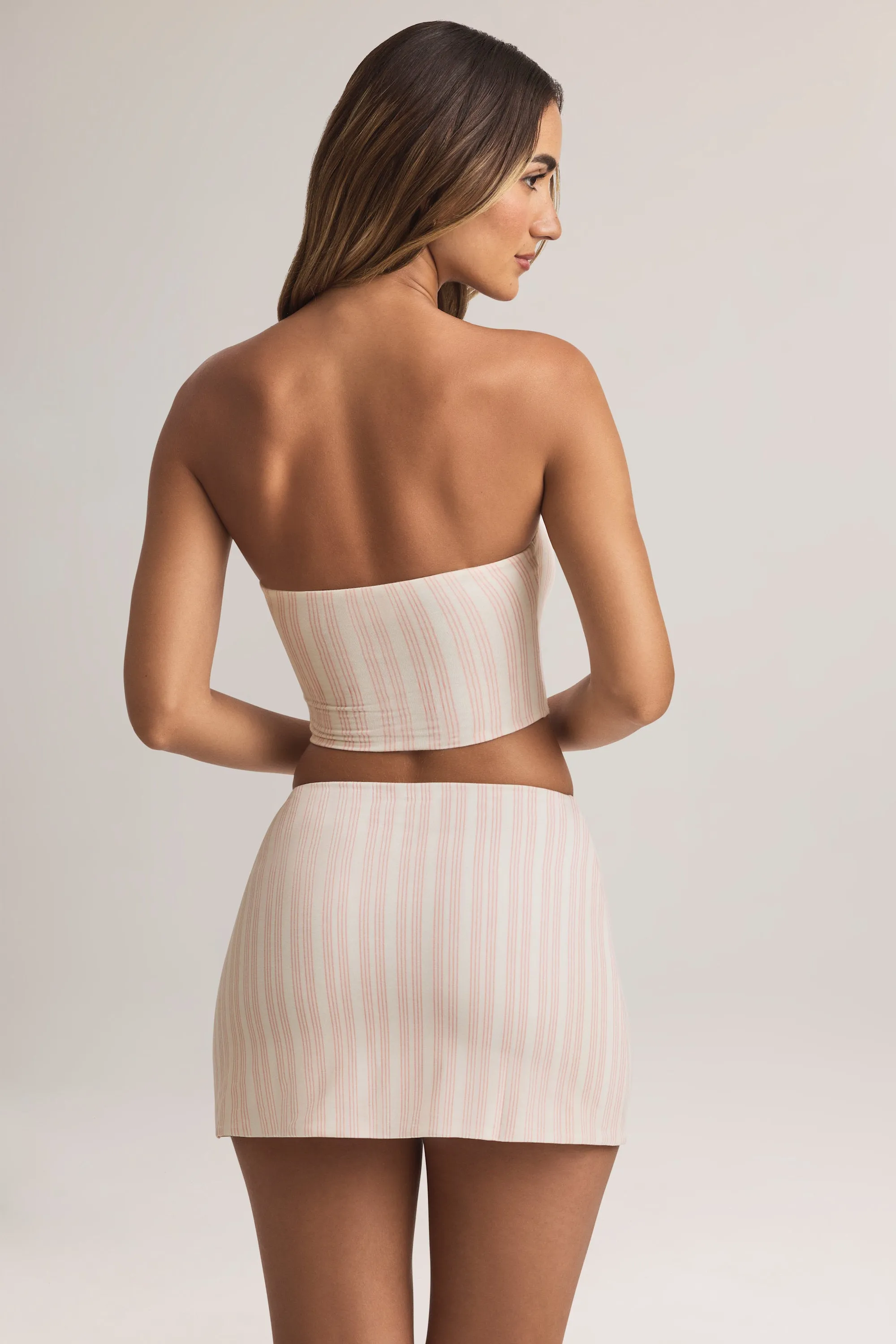Modal Mid-Rise A-Line Mini Skirt in Stripe Print Water Repellent Finish