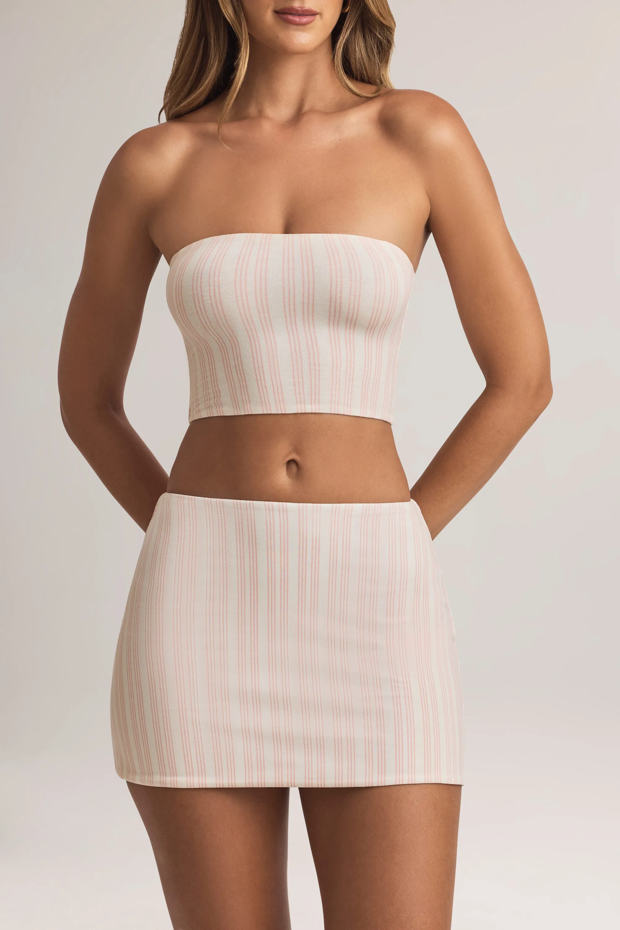Modal Mid-Rise A-Line Mini Skirt in Stripe Print A Line Cut