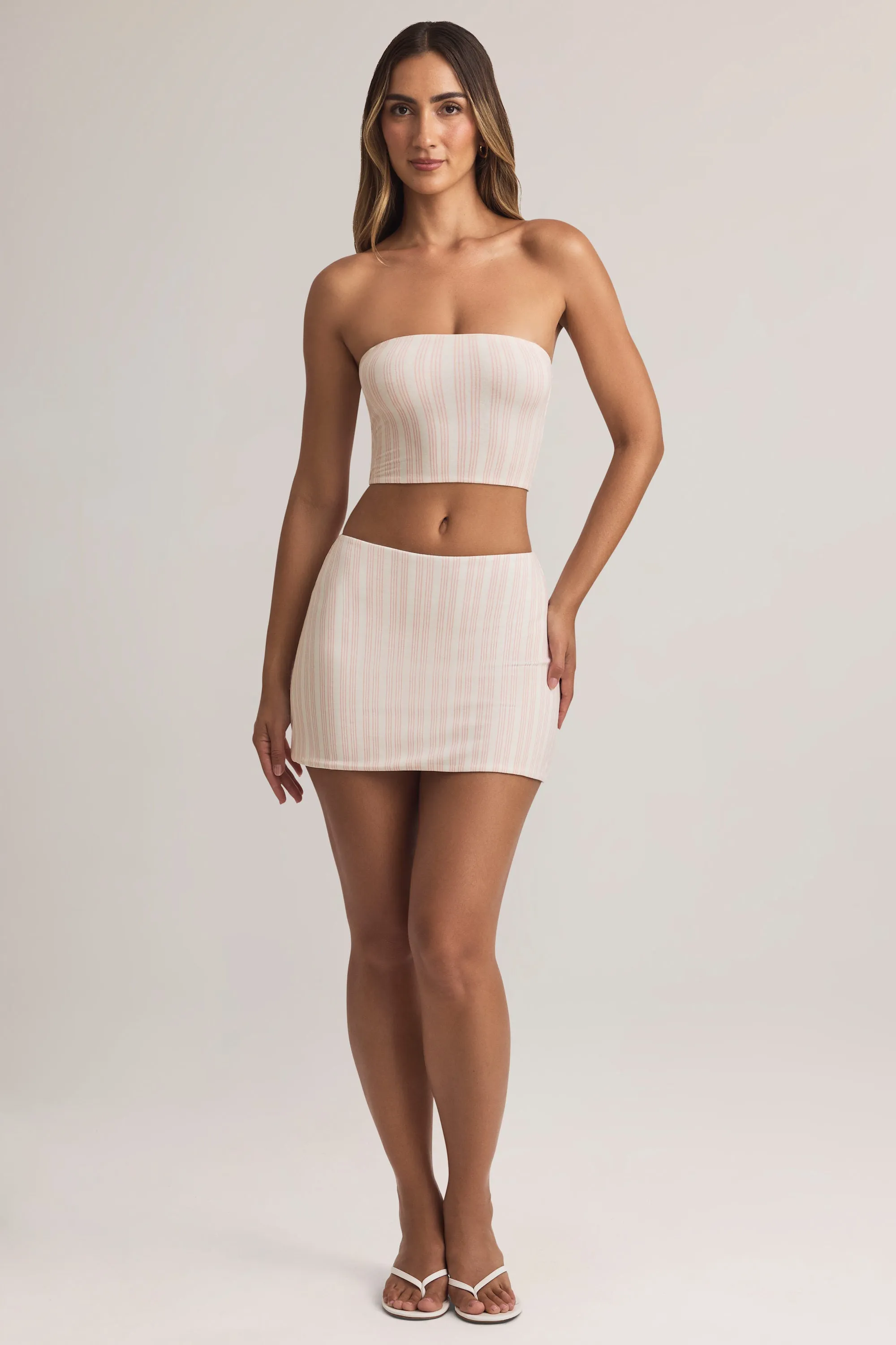 Modal Mid-Rise A-Line Mini Skirt in Stripe Print Smart Look