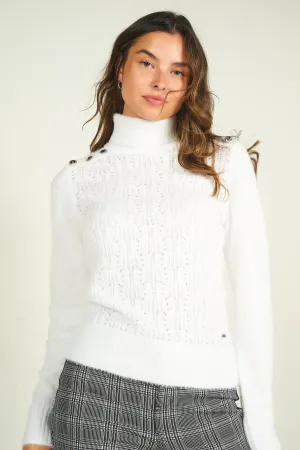 Chic Layering Chandail ?? col roul?? avec boutons - HANA - (E-B2) - VENTE FINALE