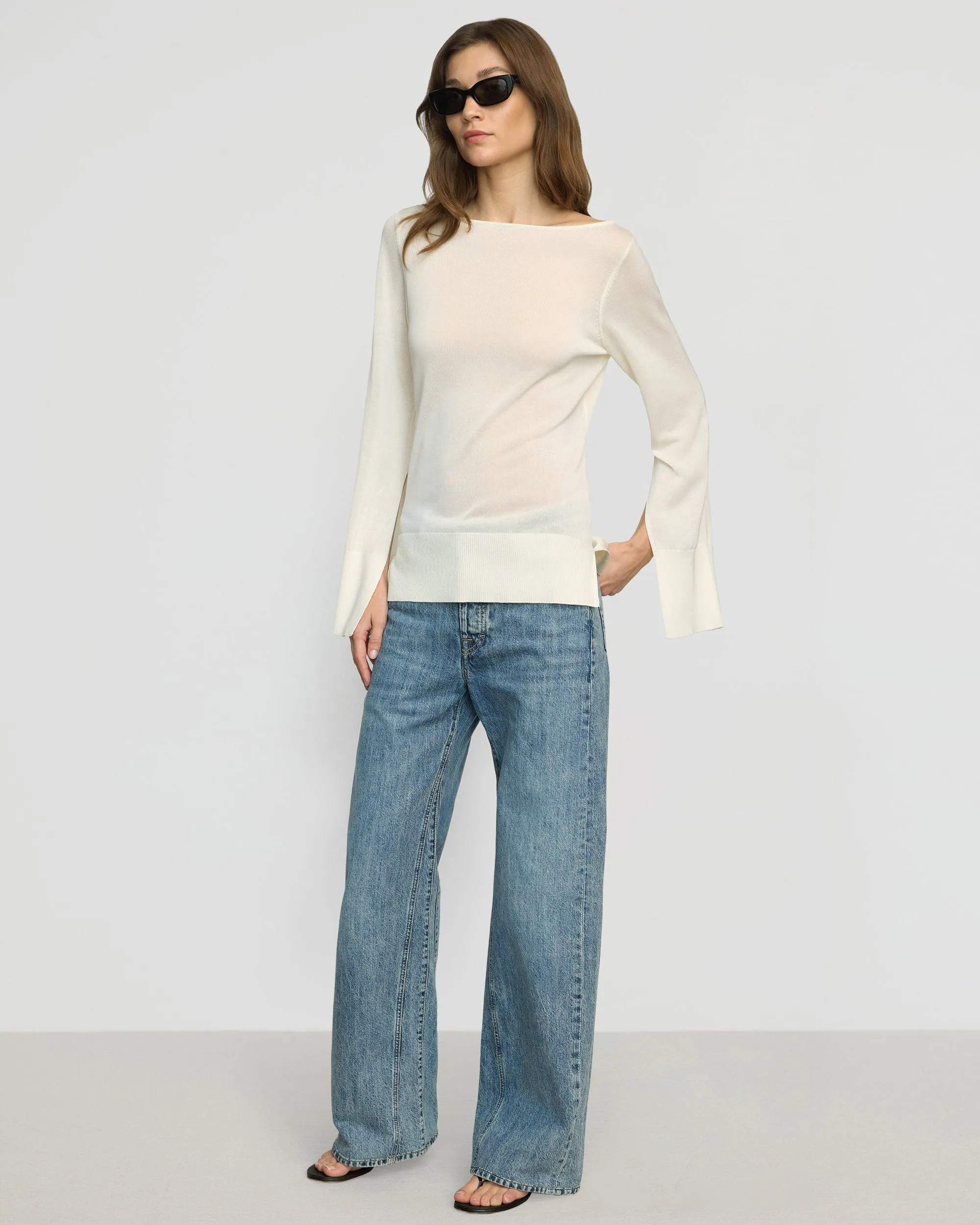 Warm & Soft Trendy Warmth Keegan Semi-Sheer Slit-Neck Knit Top