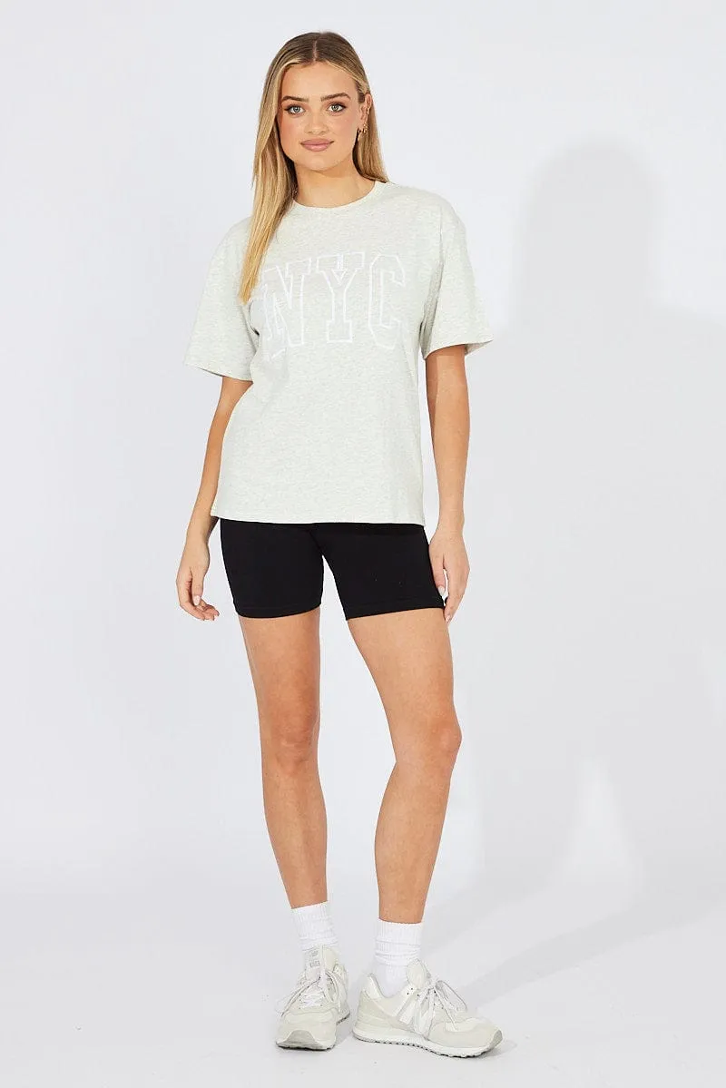 Playful Vibes Biodegradable Options Grey Graphic Tee Short Sleeve