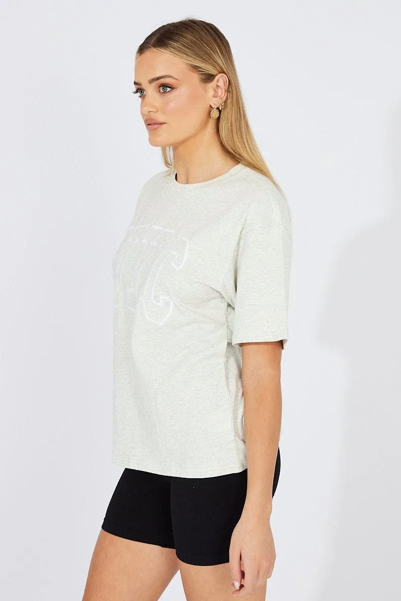 Grey Graphic Tee Short Sleeve Urban Streetwear