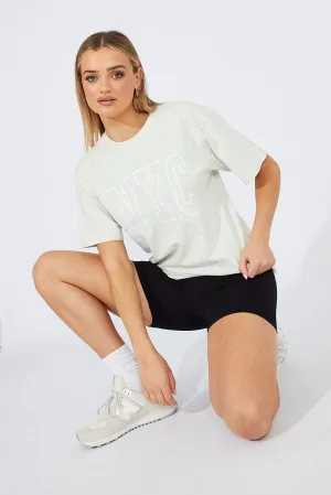 Grey Graphic Tee Short Sleeve Microfiber Blend