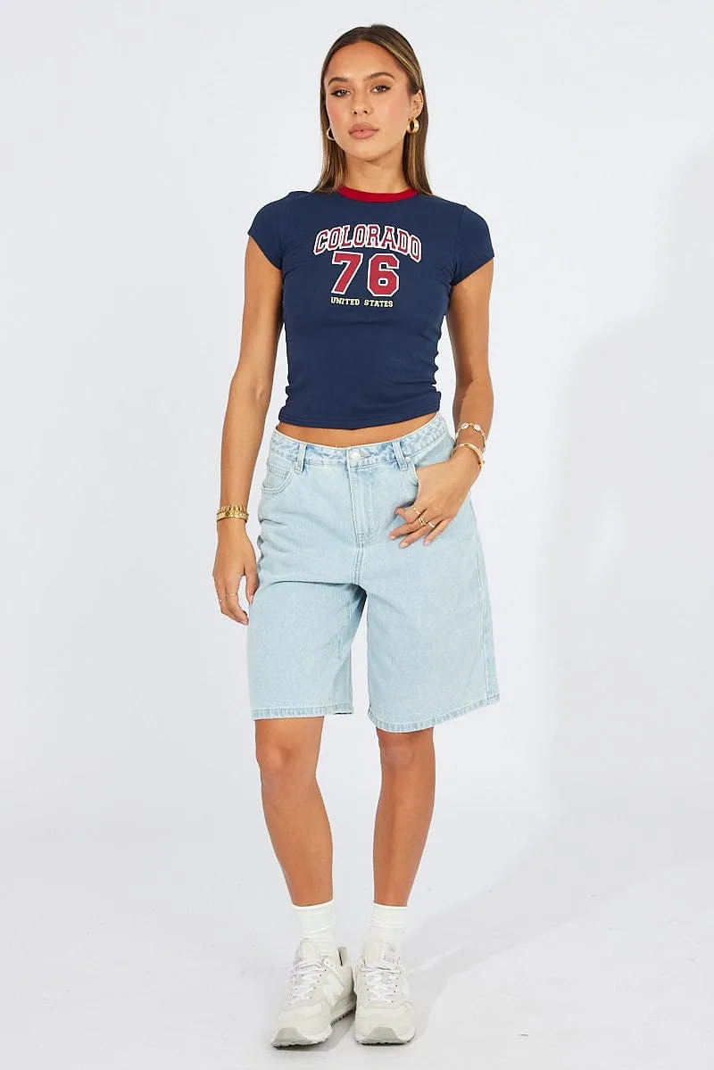 Blue Graphic Tee Short Sleeve MoistureManagementSystem Essential Tee