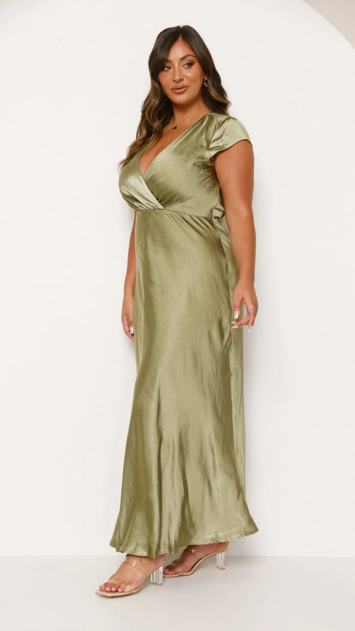 Selma Maxi Dress - Olive Puff Sleeve Breezy formal outfit