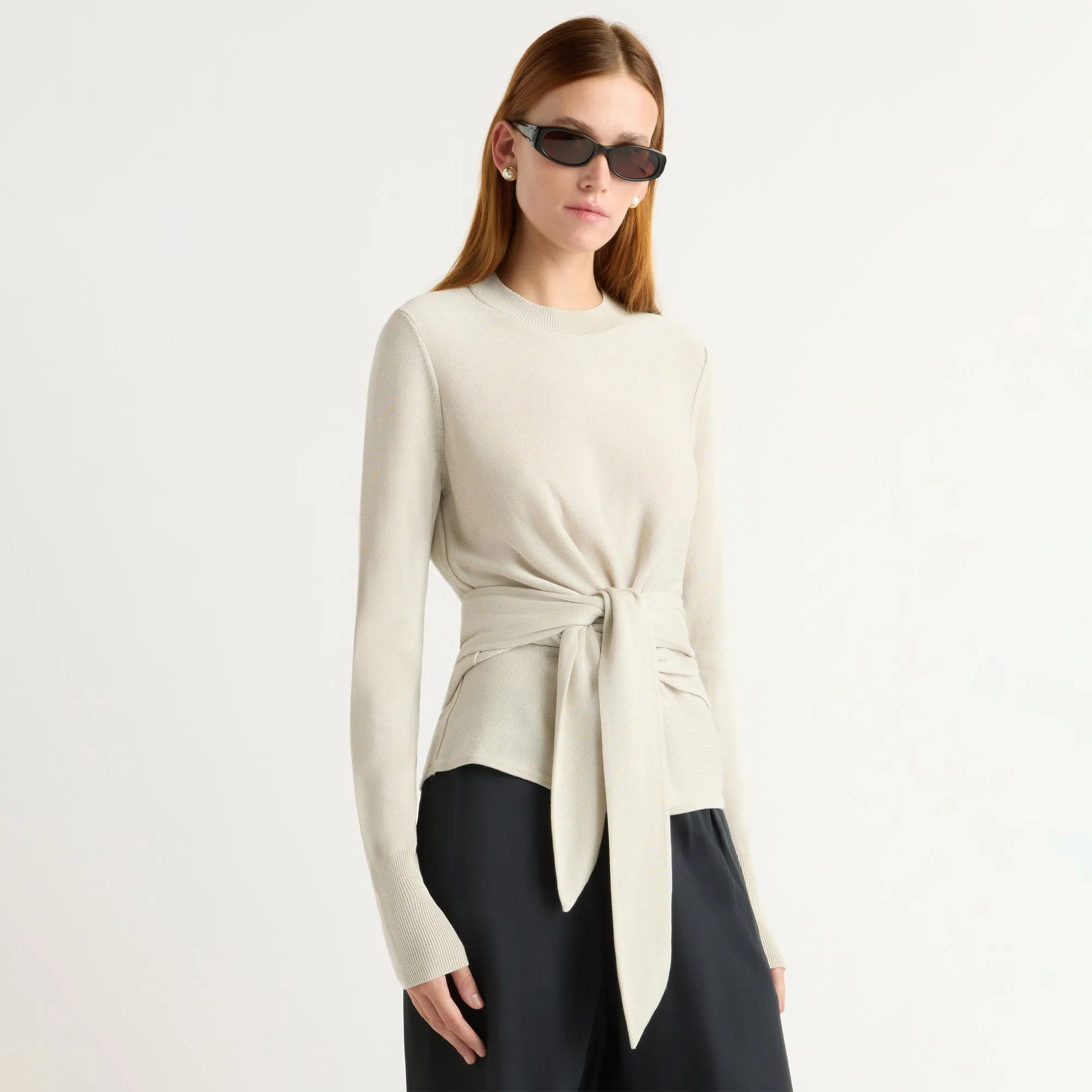 Robin Tie-Front Tencel-Wool Sweater Everyday knitwear