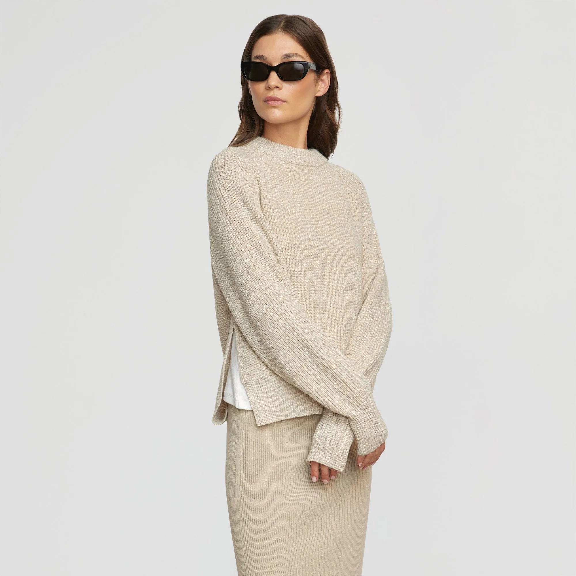Roya Marled Boyfriend Sweater Fashion Knit Layer Thermal Insulation
