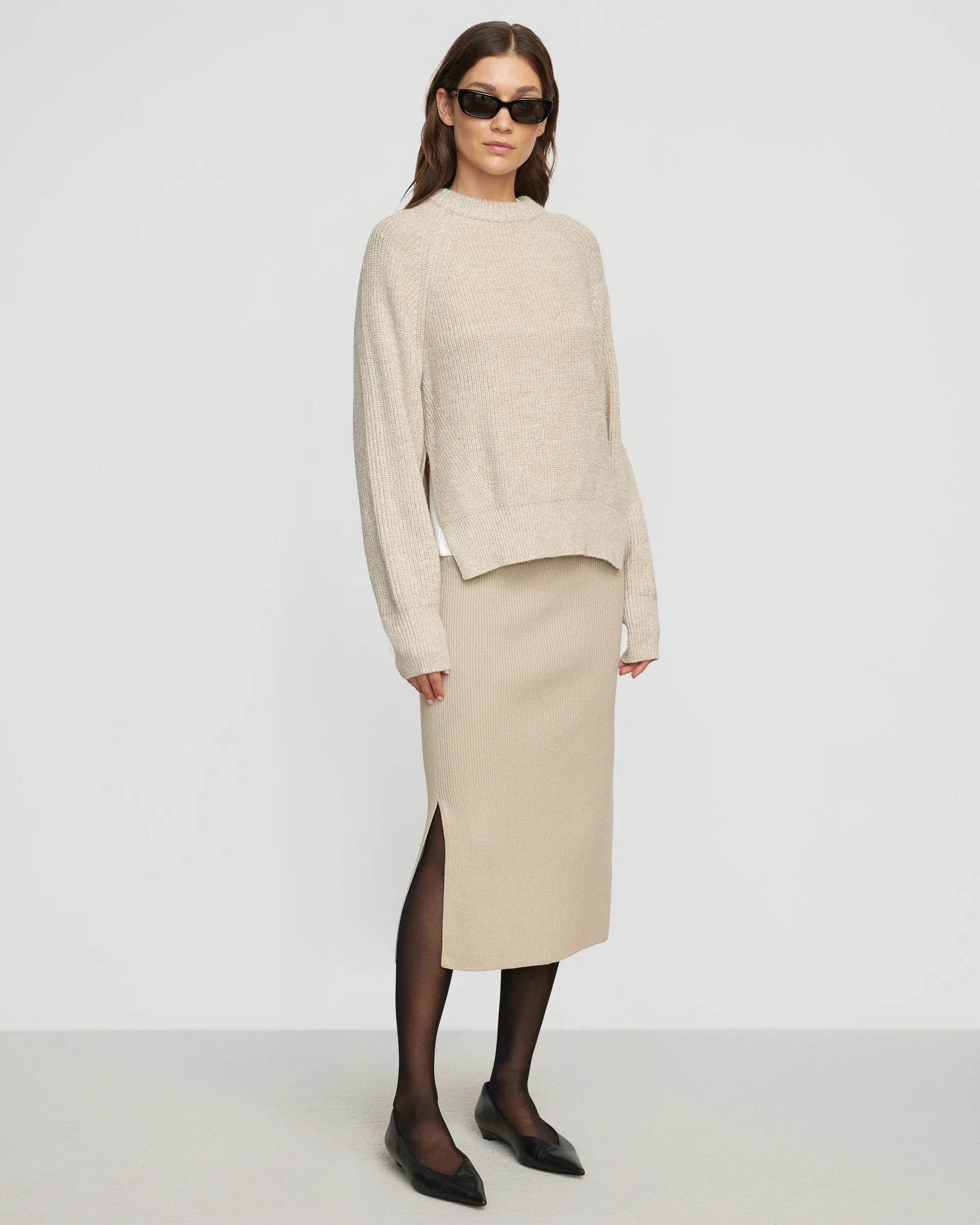 Roya Marled Boyfriend Sweater Biodegradable Fiber Option