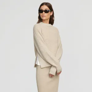Roya Marled Boyfriend Sweater Fashion Knit Layer Thermal Insulation