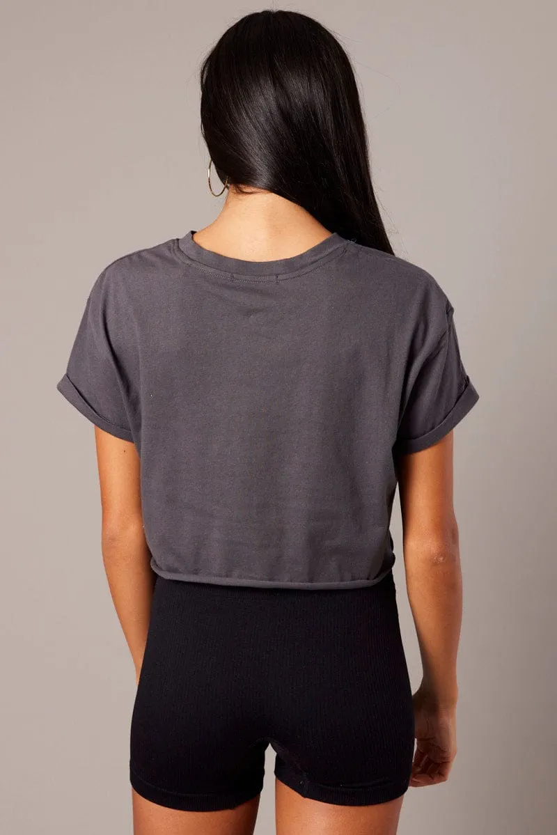Grey Graphic Tee Short Sleeve Simple yet stylish Textured Surface