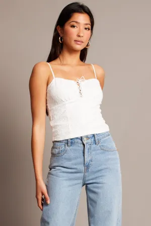 White Lace Top Singlet Silk Glow