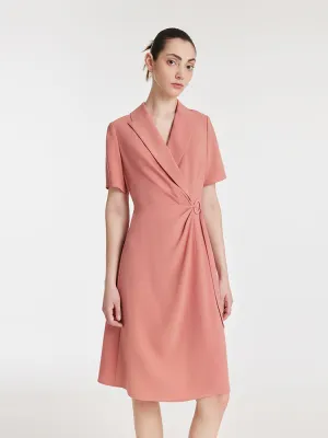 Acetate Gathered Waist Notched Lapel Women Mini Dress Fashion Rebel Girls Night