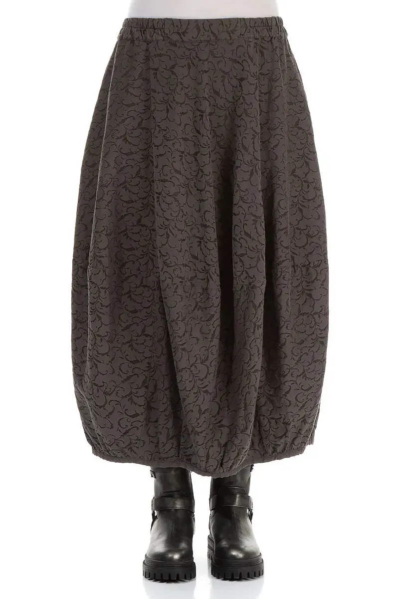 Balloon Ornamented Forest Brown Silk Cotton Skirt Sporty Edge