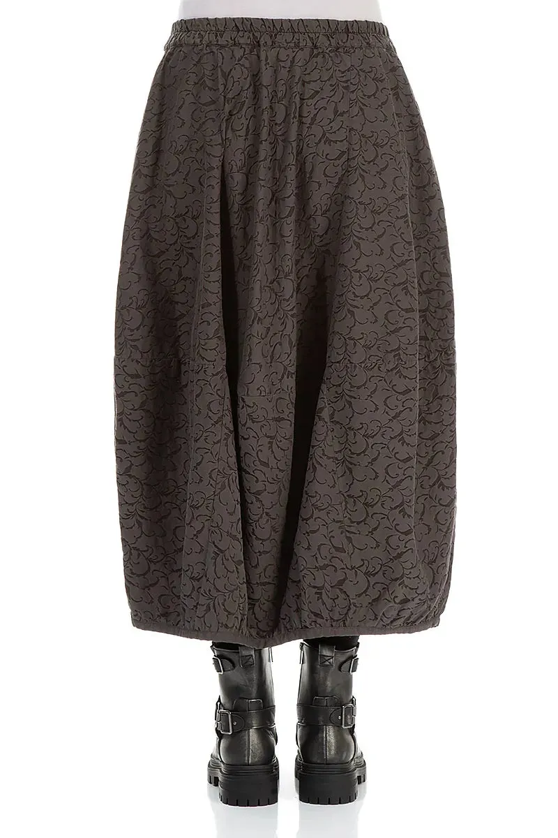 button detail Balloon Ornamented Forest Brown Silk Cotton Skirt