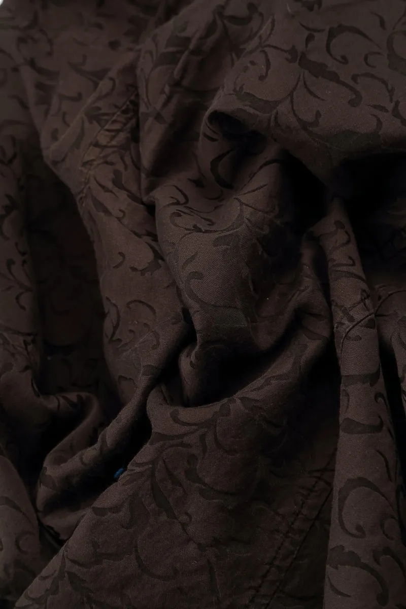 Metallic Finish Breathable Material Balloon Ornamented Forest Brown Silk Cotton Skirt