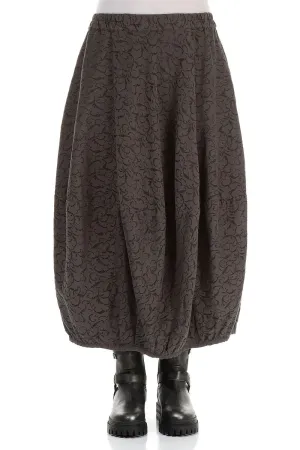 Balloon Ornamented Forest Brown Silk Cotton Skirt Sporty Edge