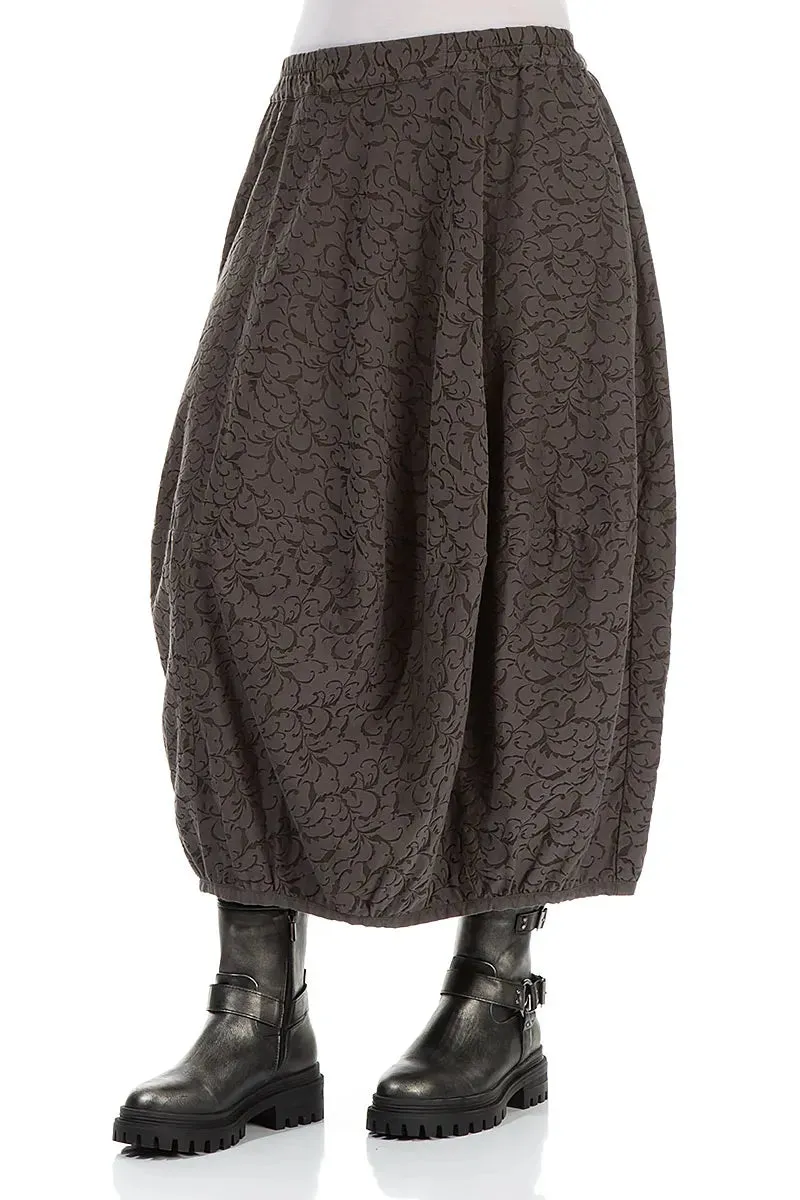 Balloon Ornamented Forest Brown Silk Cotton Skirt Flared hem Outfit Moodset