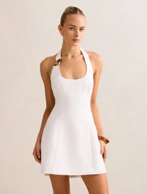 Tash Hardware Halter Linen Mini Dress Casual Chic Wear