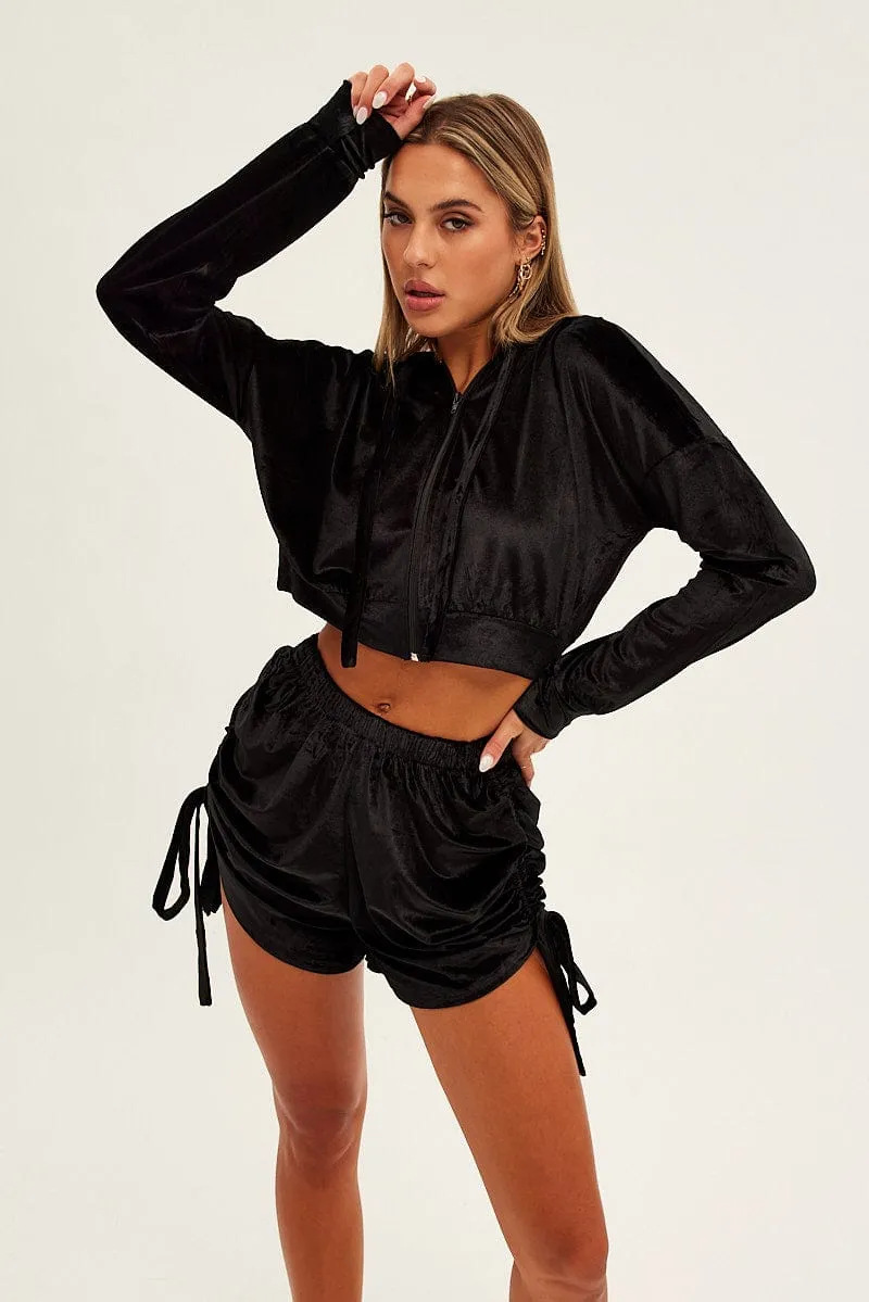 Work Ready Black Velvet Shorts