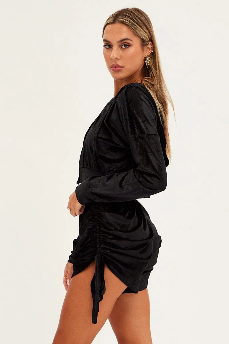 Black Velvet Shorts Ergonomic Panel Design men's option