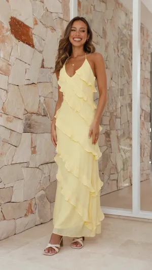 Fur Trim Its elegant silhouette adds a touch of sophistication to your everyday look Sophia Maxi Dress - Lemon