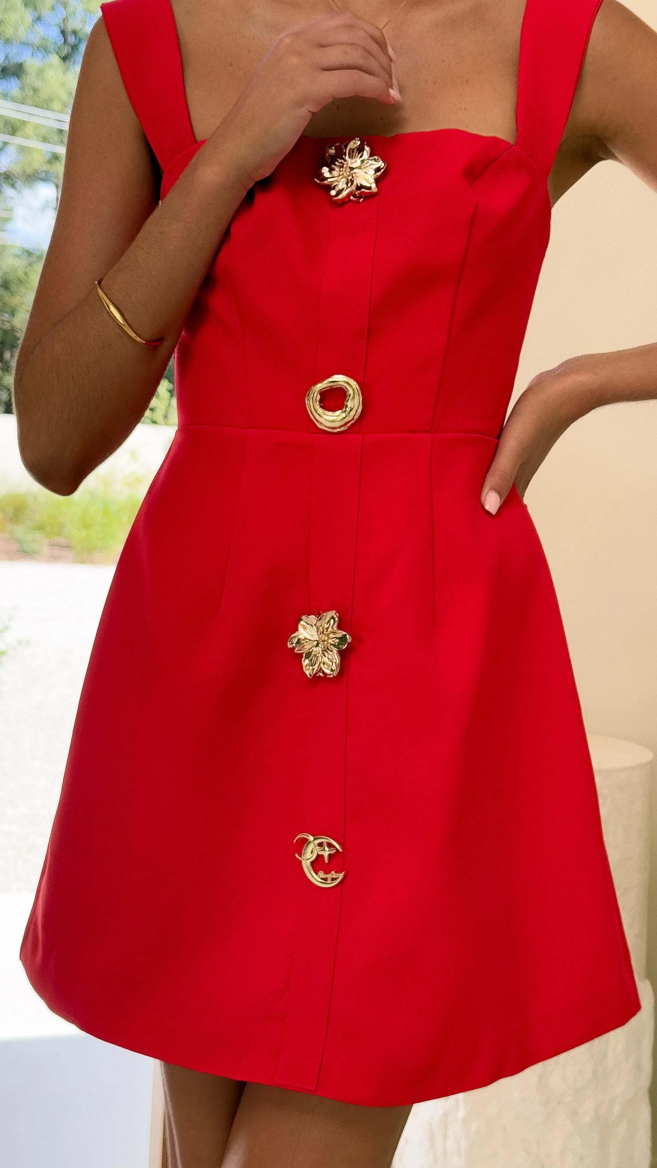Banksia Mini Dress - Red Trendy boho-inspired mini Trend Star