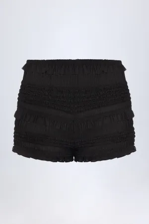 Ruffled Mid-Rise Shorts in Black All Day Comfort