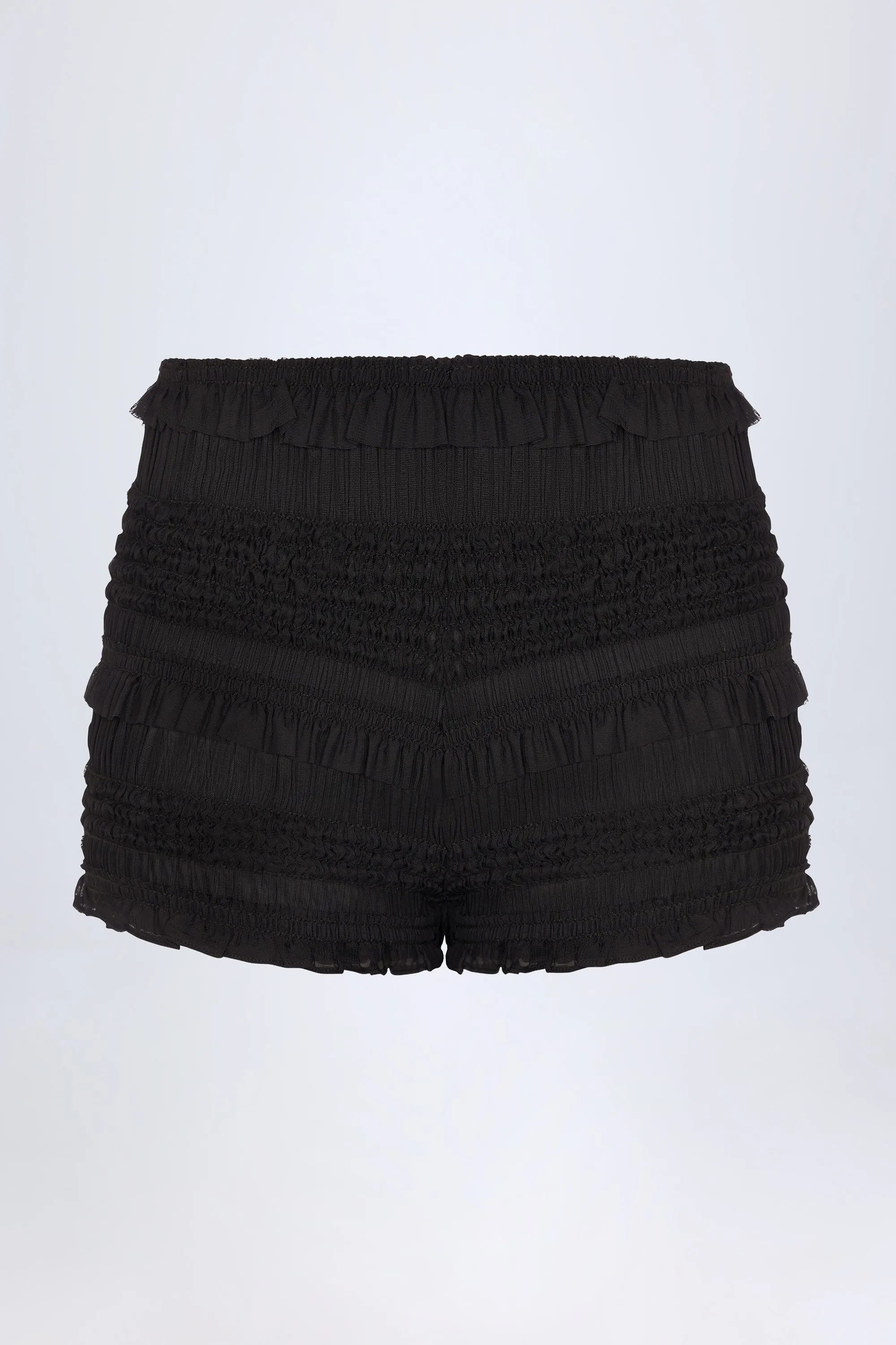 Ruffled Mid-Rise Shorts in Black All Day Comfort