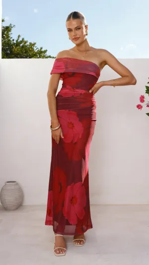 This maxi dress is perfect for creating a chic and polished look without trying too hard Jelani Maxi Dress - Red Floral