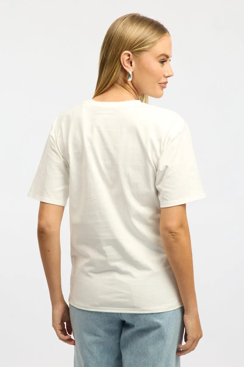 White Graphic Tee Short Sleeve Active Essentials Recycled Polyester
