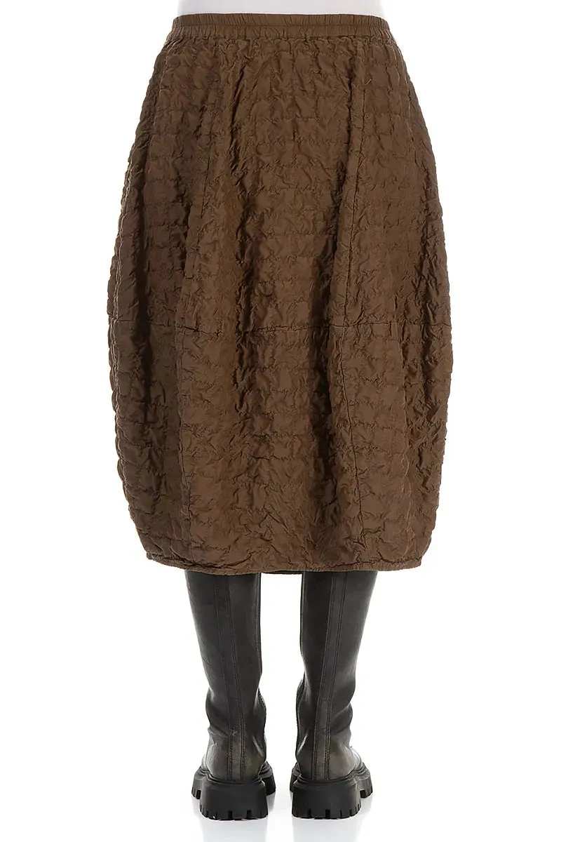 Balloon Pleated Aged Copper Silk Bamboo Skirt Cuffed hem Flexible Knit